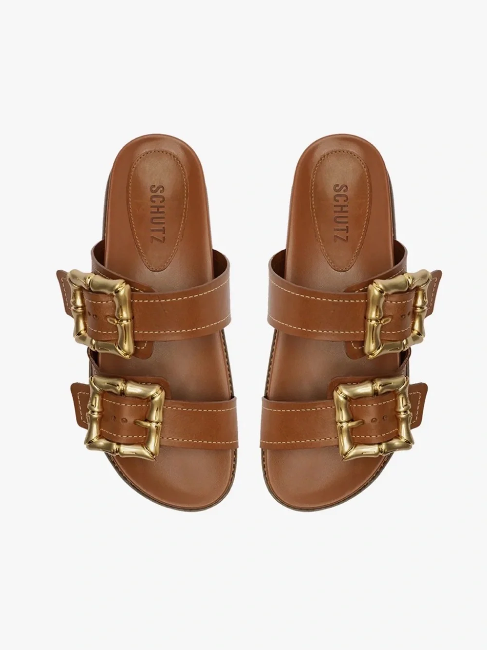 SCHUTZ Women’s Enola Sporty Leather Sandals in New Wood Color - Picture 3 of 8